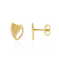 9K Yellow Gold Textured Shield Stud Earrings