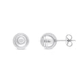9K White Gold 8mm Ripple Ball Stud Earrings