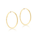 9K Yellow Gold Diamond Cut Faceted Hoop Earrings