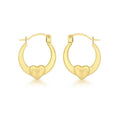 9K Yellow Gold 13.5mm x 16mm Heart Creole Hoop Earrings