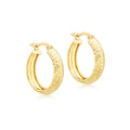 9K Yellow Gold 4.5mm x 19mm Diamond Cut Hoop Creole Earrings