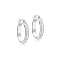9K White Gold Diamond Cut Hoop Creole Earrings