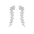 9K White Gold CZ Leaf Drop Earrings