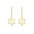 9K Yellow Gold Snowflake Pull-Through-Chain Earrings