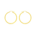 9K Yellow Gold Diamond Cut Hoop Creole Earrings
