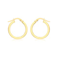 9K Yellow Gold Square-Tube 16mm Hoop Earrings