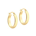 9K Yellow Gold Polished Oval Creole Earrings