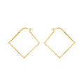 9K Yellow Gold Diamond Cut Square Hoop Creole Earrings