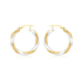 9K 2-Colour Gold Twist Creole Hoop Earrings