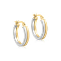 9K 2 Colour Gold Band Hoop Earrings