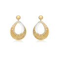 9K 2 Colour Gold Pear Drop Earrings