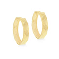 9K Yellow Gold Faceted Hoop Earrings