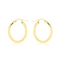 9K Yellow Gold Oval Creole Hoop Earrings