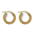 9K Yellow Gold 16mm Frosted Twisted Hoop Earrings