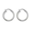 9K White Gold 25mm Round Tube Hoop Earrings