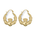 9K Yellow Gold Claddagh Creole Hoop Earrings