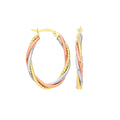 9K 3 Colour Gold Russian Wedding Oval Hoop Earrings