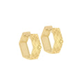 9K Yellow Gold Diamond Cut 'Hexagon' Huggy Earrings