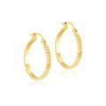 9K Yellow Gold Diamond Cut Pine Hoop Earrings