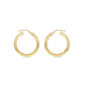 9K Yellow Gold 15mm Diamond Cut Hoop Earrings