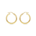 9K Yellow Gold 20mm Diamond Cut Hoop Earring