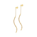 9K Yellow Gold Diamond Cut Tube & Chain Stud Earrings