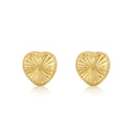 9K Yellow Gold Diamond Cut Heart Stud Earrings