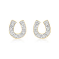 9K Yellow Gold Cubic Zirconia Horseshoe Stud Earrings