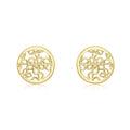 9K Yellow Gold Filigree Round Stud Earrings