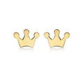 9K Yellow Gold Crown Stud Earrings