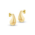 9K Yellow Gold Cubic Zirconia Teardrop Stud Earring