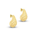 9K Yellow Gold Large Shell Teardrop Stud Earring