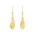 9K Yellow Gold Diamond Cut Teardrop Earrings