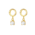9K Yellow Gold Circle with CZ Drop Stud Earrings