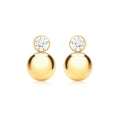 9K Yellow Gold 5mm CZ & 9mm Ball Drop Earrings
