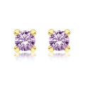 9K Yellow Gold Purple Cubic Zirconia Stud Earrings