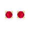 9K Yellow Gold Magenta Cubic Zirconia Stud Earrings