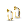 9K 2-Colour Gold Polished Crossover Half Hoop Earrings