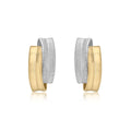 9K 2 Colour Gold Satin & Polished Overlap Stud Earrings