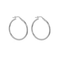 9K White Gold 28mm Plain Hoop Earrings