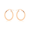 9K Rose Gold Oval Hoop Creole Earrings