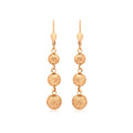 9K Rose Gold Graduated Triple-Ball Drop Earrings