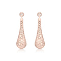 9K Rose Gold Diamond Cut Teardrop Earrings