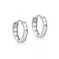 9K White Gold CZ Band Huggie Hoop Earrings