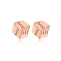 9K Rose Gold 8mm Ribbed Knot Stud Earrings