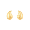 9K Yellow Gold Curved Teardrop Stud Earring