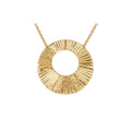 9K Yellow Gold Sunray Disc Necklace /20"-21"