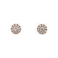 18K Yellow Gold Round Diamond Cluster Stud Earrings