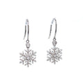 18K White Gold Diamond Snowflake Drop Earrings