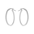 9K White Gold 14mm X 30mm Oval Creole Hoop Earrings